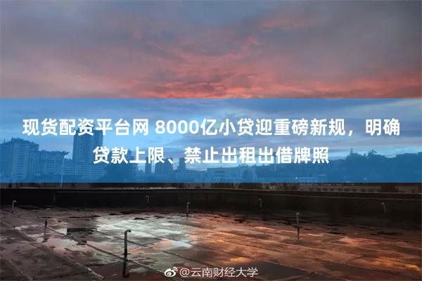 现货配资平台网 8000亿小贷迎重磅新规，明确贷款上限、禁止出租出借牌照